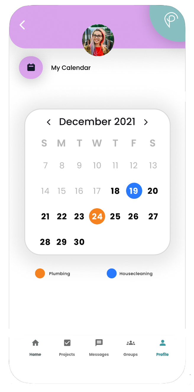Pinwrk Customer Calendar Screen