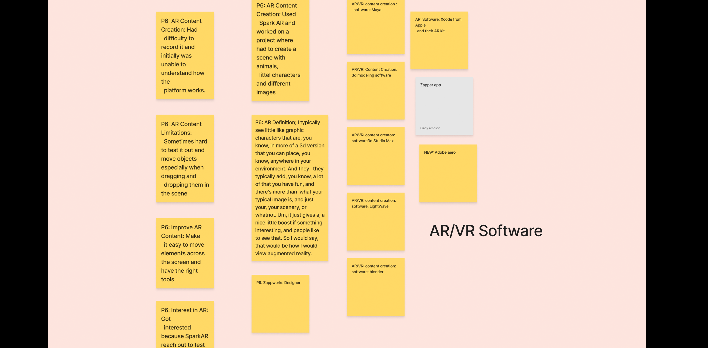Expert Affinity Diagram of AR/VR Software categories, continued.
